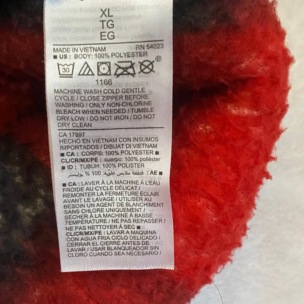Old Navy Red and Black Checkered Sherpa Pullover